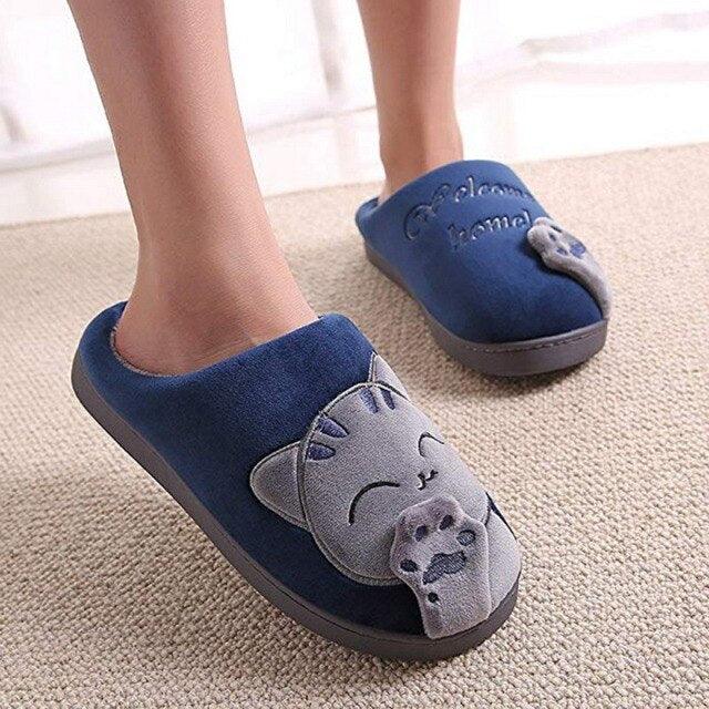 Women's Cozy Cat Print Winter Slippers