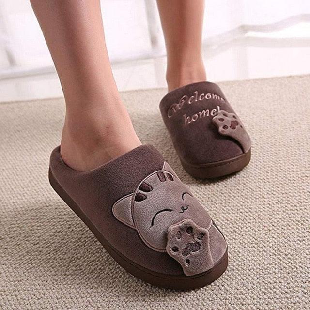 Women's Cozy Cat Print Winter Slippers