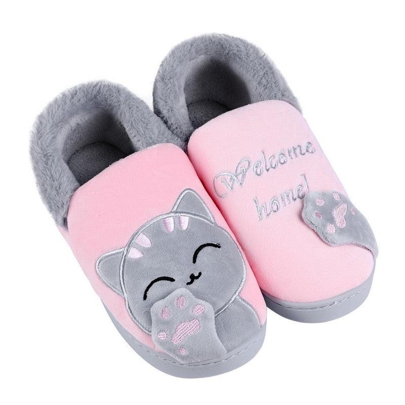 Women's Cozy Cat Print Winter Slippers