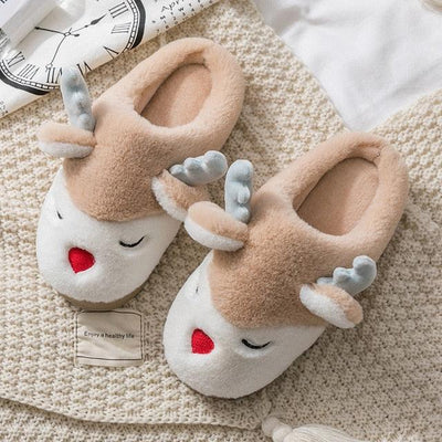 Women's Winter Elk Slippers - Soft, Non-Slip House Shoes