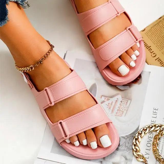 Sandales à boucle noires pour femmes - Confort élégant pour l'été
