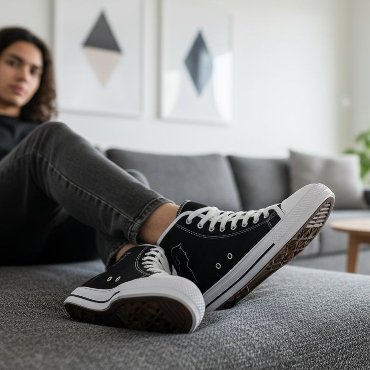 Zapatillas Altas Negras para Mujer – Calzado de Declaración de Parodia Política