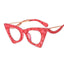 Elegantes montura de gafas de ojo de gato para mujeres con lentes transparentes
