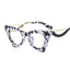 Elegantes montura de gafas de ojo de gato para mujeres con lentes transparentes
