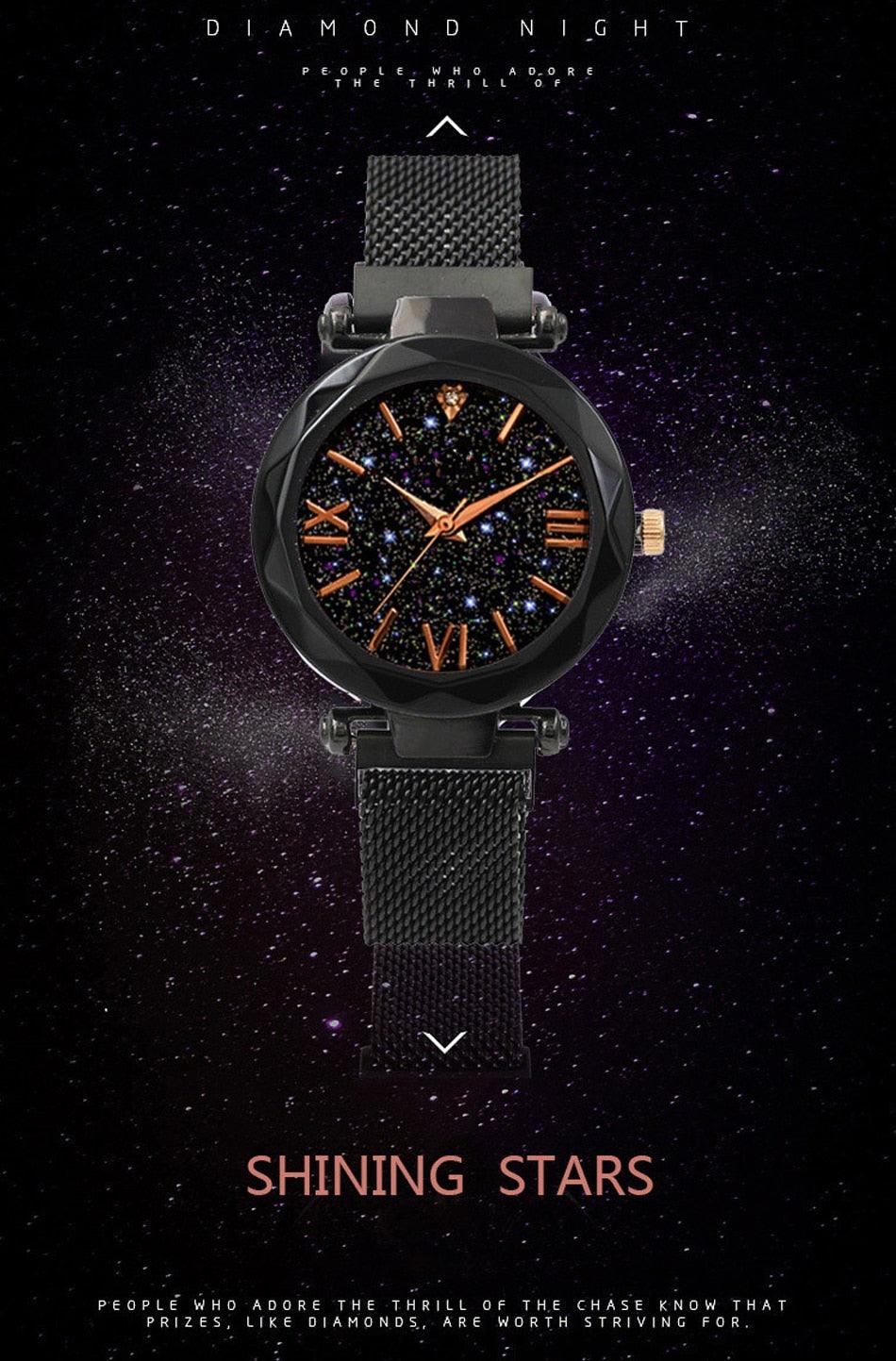 Montre à Quartz Étoile du Ciel en Or Rose pour Femmes