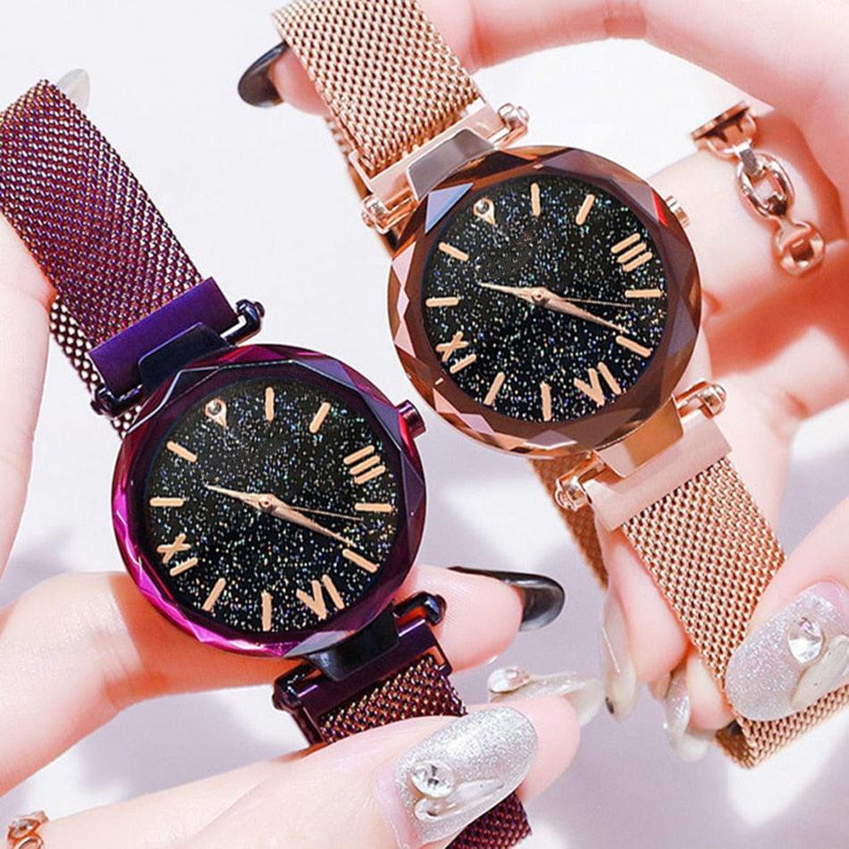 Montre à Quartz Étoile du Ciel en Or Rose pour Femmes