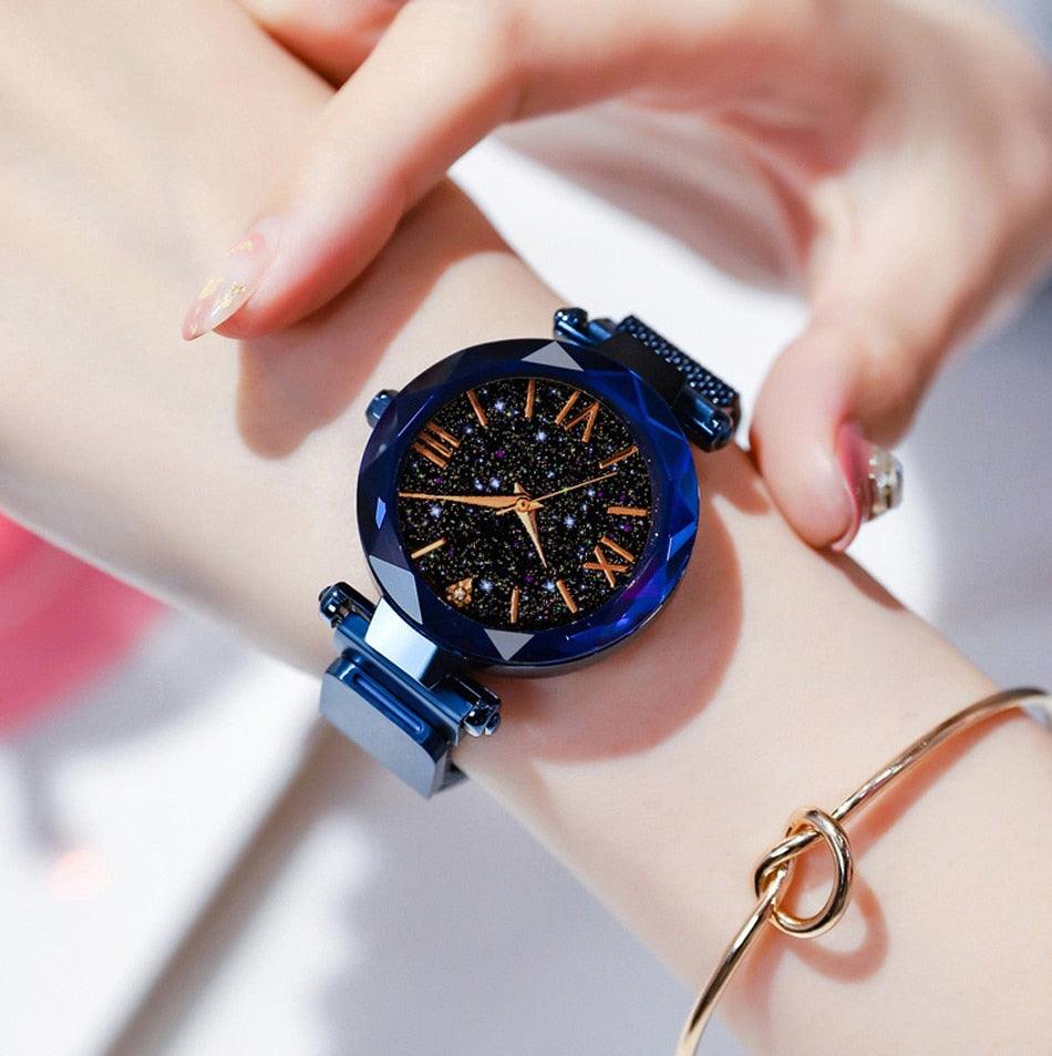 Montre à Quartz Étoile du Ciel en Or Rose pour Femmes
