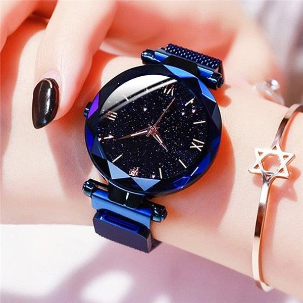 Montre à Quartz Étoile du Ciel en Or Rose pour Femmes