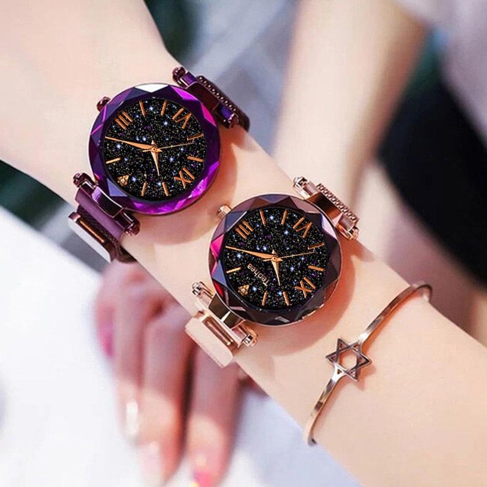 Montre à Quartz Étoile du Ciel en Or Rose pour Femmes