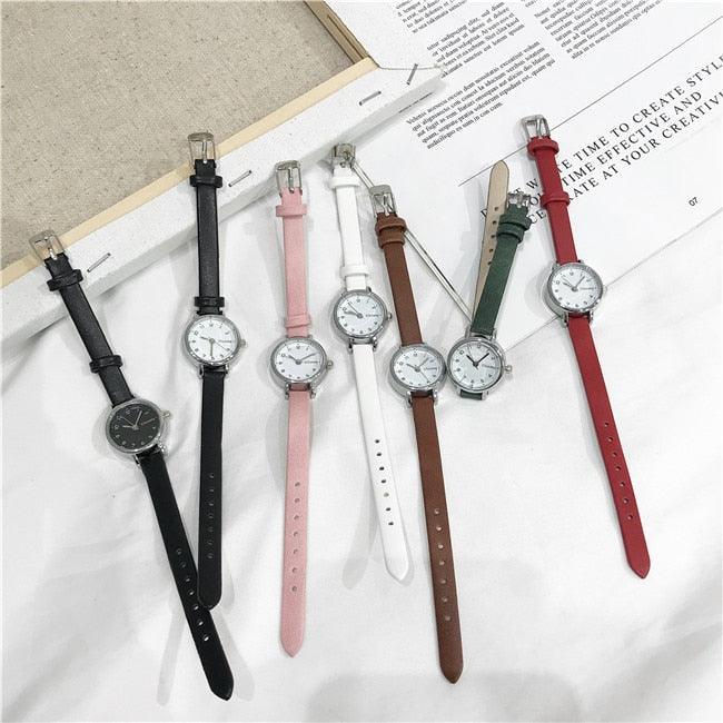 Montre à Quartz Élégante pour Femme avec Bracelet en Cuir
