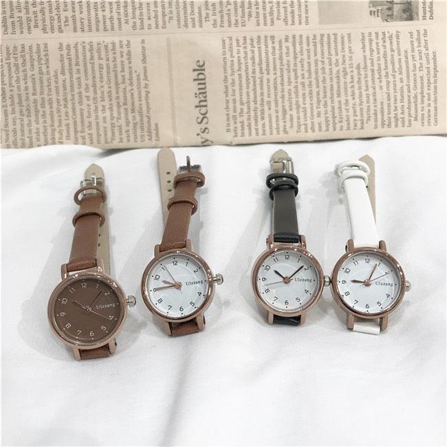 Montre à Quartz Élégante pour Femme avec Bracelet en Cuir