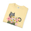 T-shirt floral pour femmes avec chat