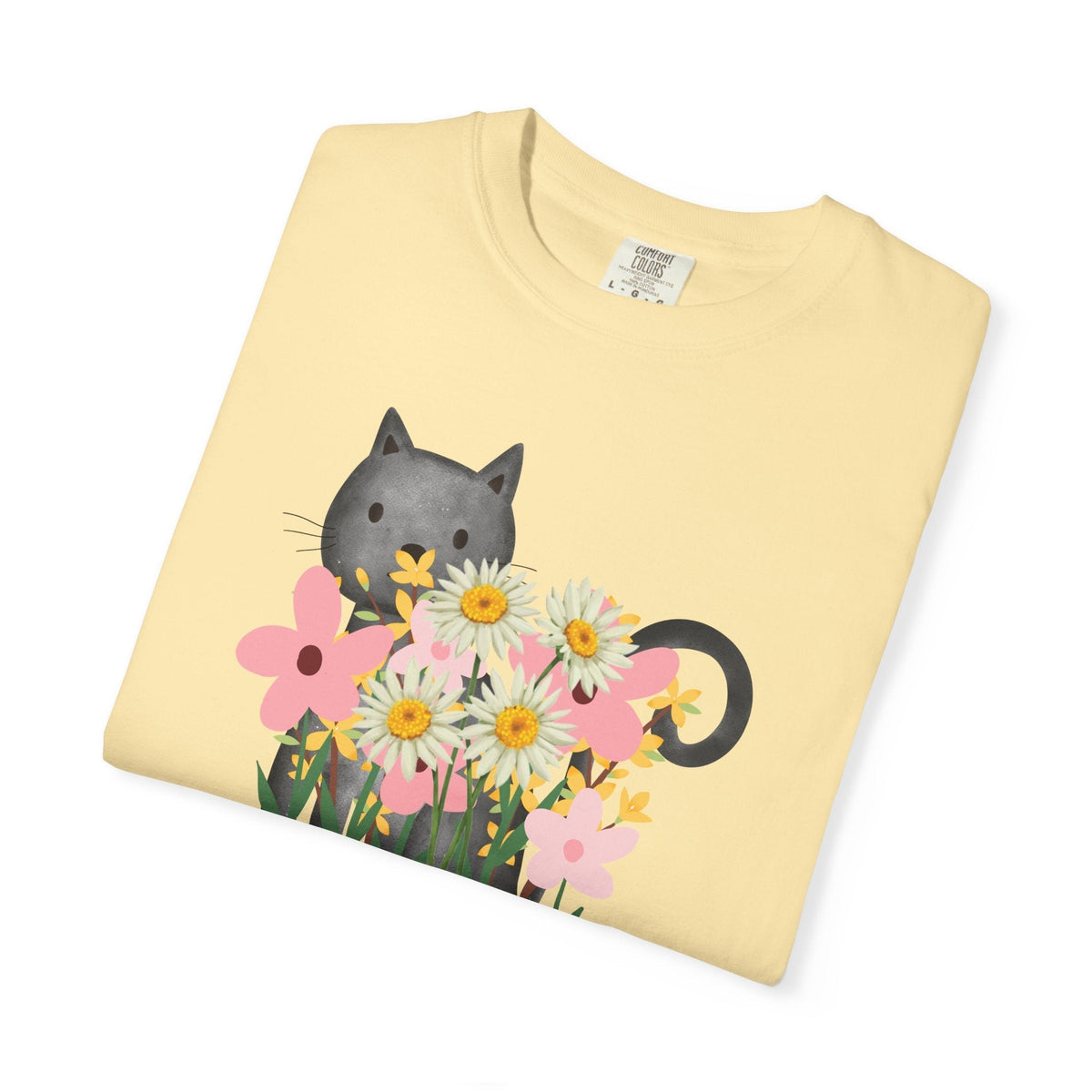 T-shirt floral pour femmes avec chat