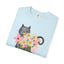 T-shirt floral pour femmes avec chat