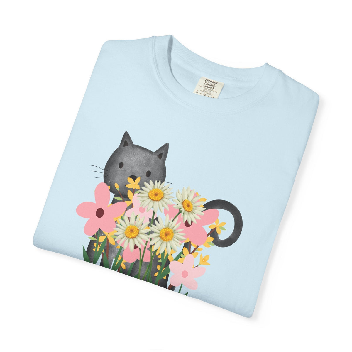 T-shirt floral pour femmes avec chat