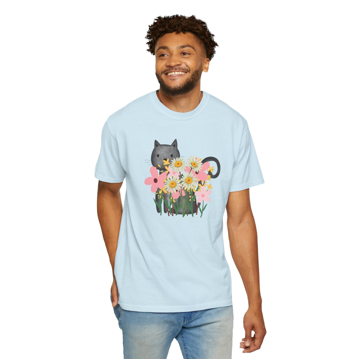 T-shirt floral pour femmes avec chat