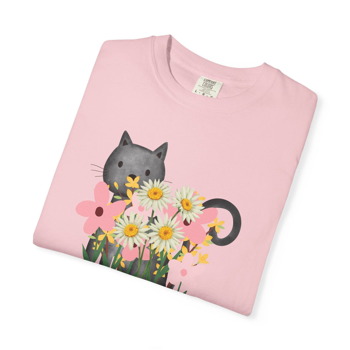 T-shirt floral pour femmes avec chat