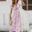 Robe Maxi Élégance Florale - Manches Volantes & Fente Haute