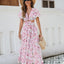 Robe Maxi Élégance Florale - Manches Volantes & Fente Haute