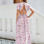 Robe Maxi Élégance Florale - Manches Volantes & Fente Haute