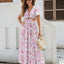Robe Maxi Élégance Florale - Manches Volantes & Fente Haute
