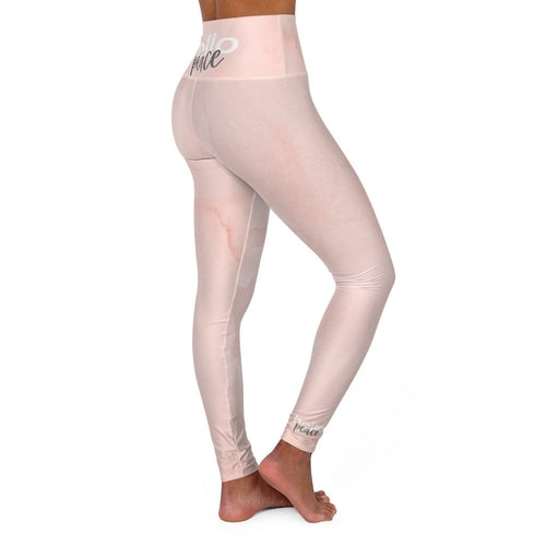 Womens High-Waist Fitness Legging - Pink Peach Marble