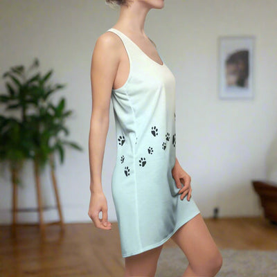 Women's Racerback Dress with Playful Paw Print Design