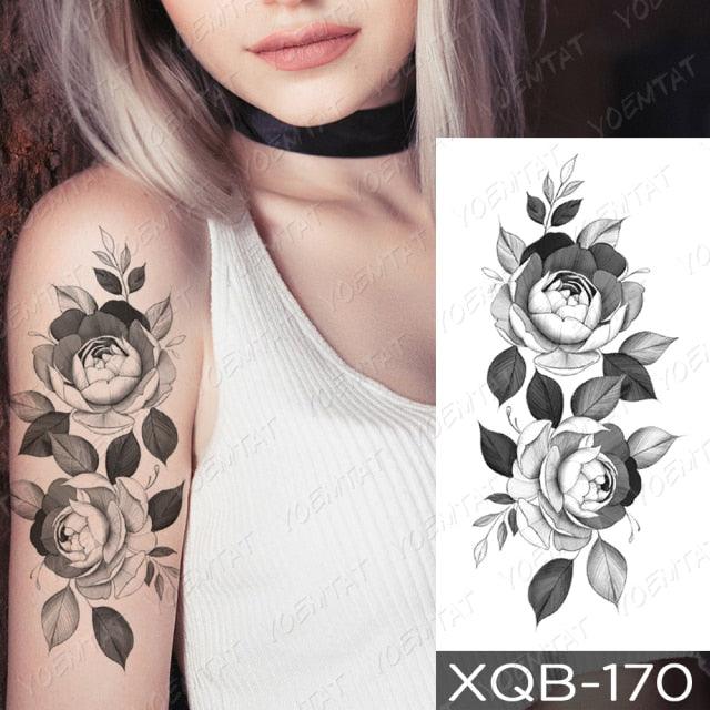 Calcomanía de Tatuaje Temporal Impermeable de Flor Azul de Lujo