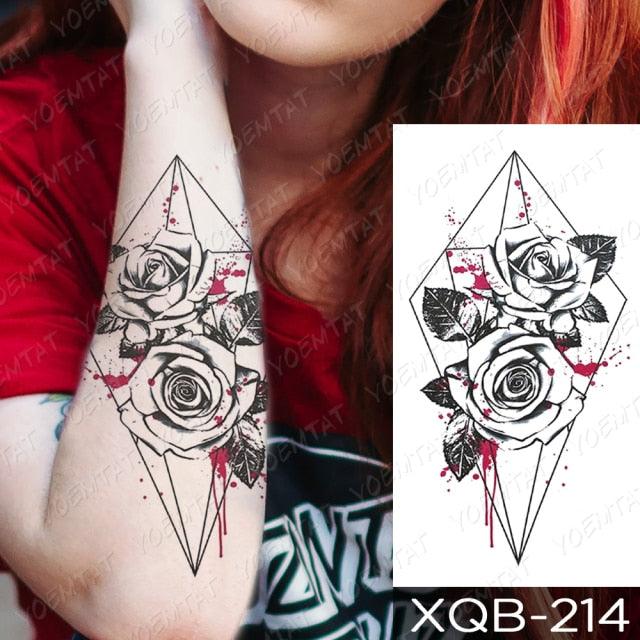 Calcomanía de Tatuaje Temporal Impermeable de Flor Azul de Lujo