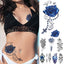 Calcomanía de Tatuaje Temporal Impermeable de Flor Azul de Lujo