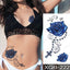 Calcomanía de Tatuaje Temporal Impermeable de Flor Azul de Lujo