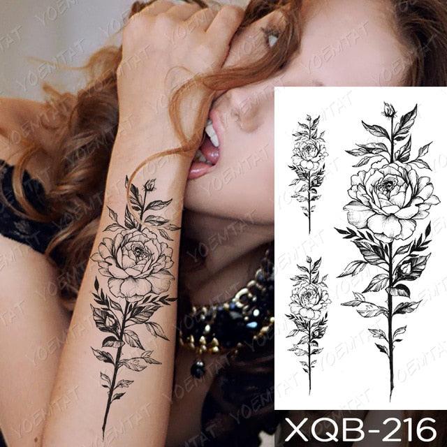 Calcomanía de Tatuaje Temporal Impermeable de Flor Azul de Lujo
