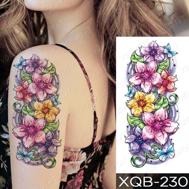 Calcomanía de Tatuaje Temporal Impermeable de Flor Azul de Lujo