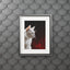 Charming White Cat Art Print with Elegant Passepartout Frame - Korvel