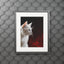 Charming White Cat Art Print with Elegant Passepartout Frame - Korvel