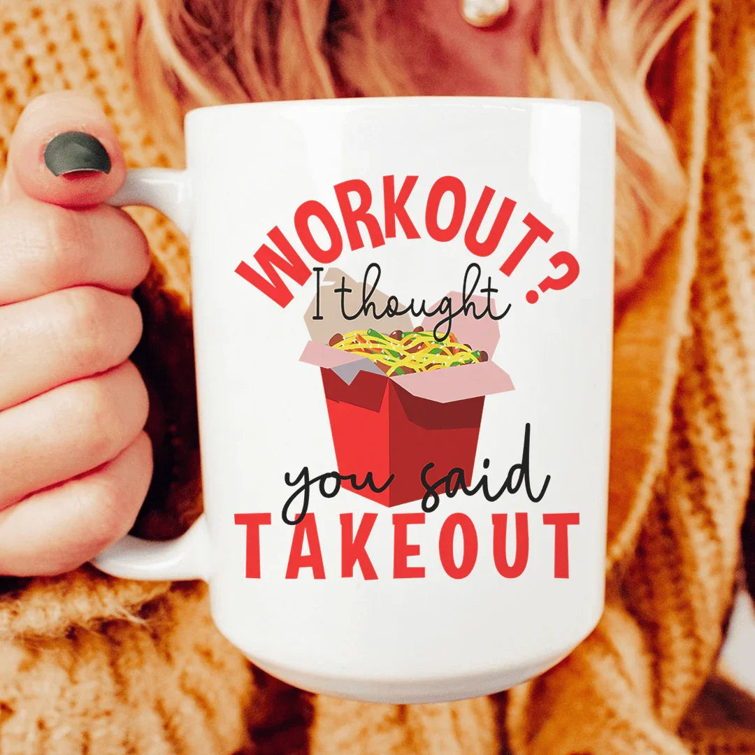 Taza de cerámica para llevar "Entrenamiento, pensé que dijiste", 15 oz