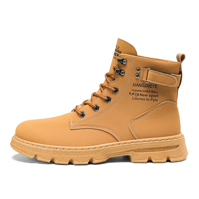 Workwear Martin boots men's spring and autumn new high top British style big yellow boots outdoor high top casual leather boots men - Korvel