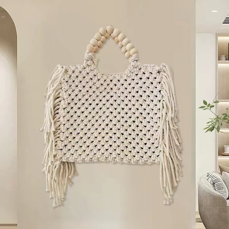 Woven women's crossbody mini bag mobile phone bag hanging wrist coin purse summer - Korvel