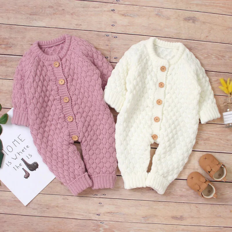 Cozy Winter Knitted Baby One-Piece