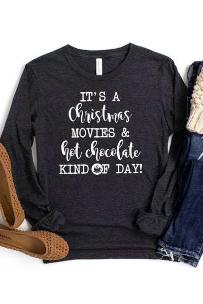 Christmas Movies & Hot Chocolate Long Sleeve Tee - Korvel