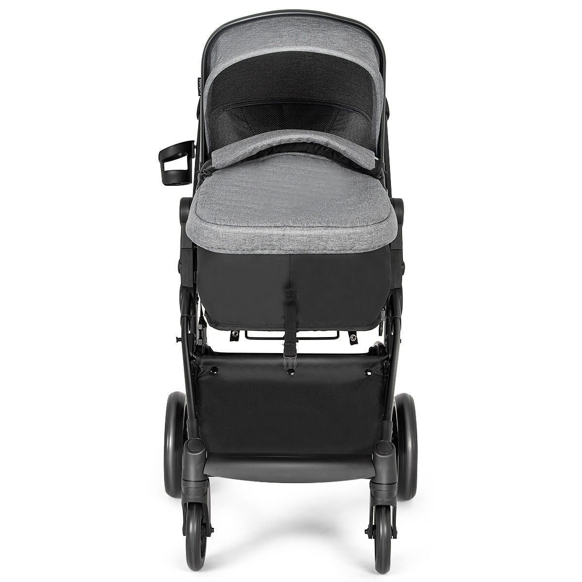 2-in-1 Foldable Pushchair for Newborns and Infants - Gray