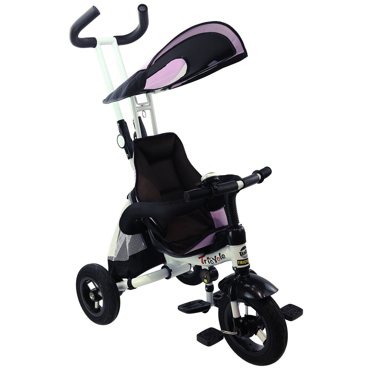 4-in-1 Detachable Learning Baby Tricycle Stroller - Pink