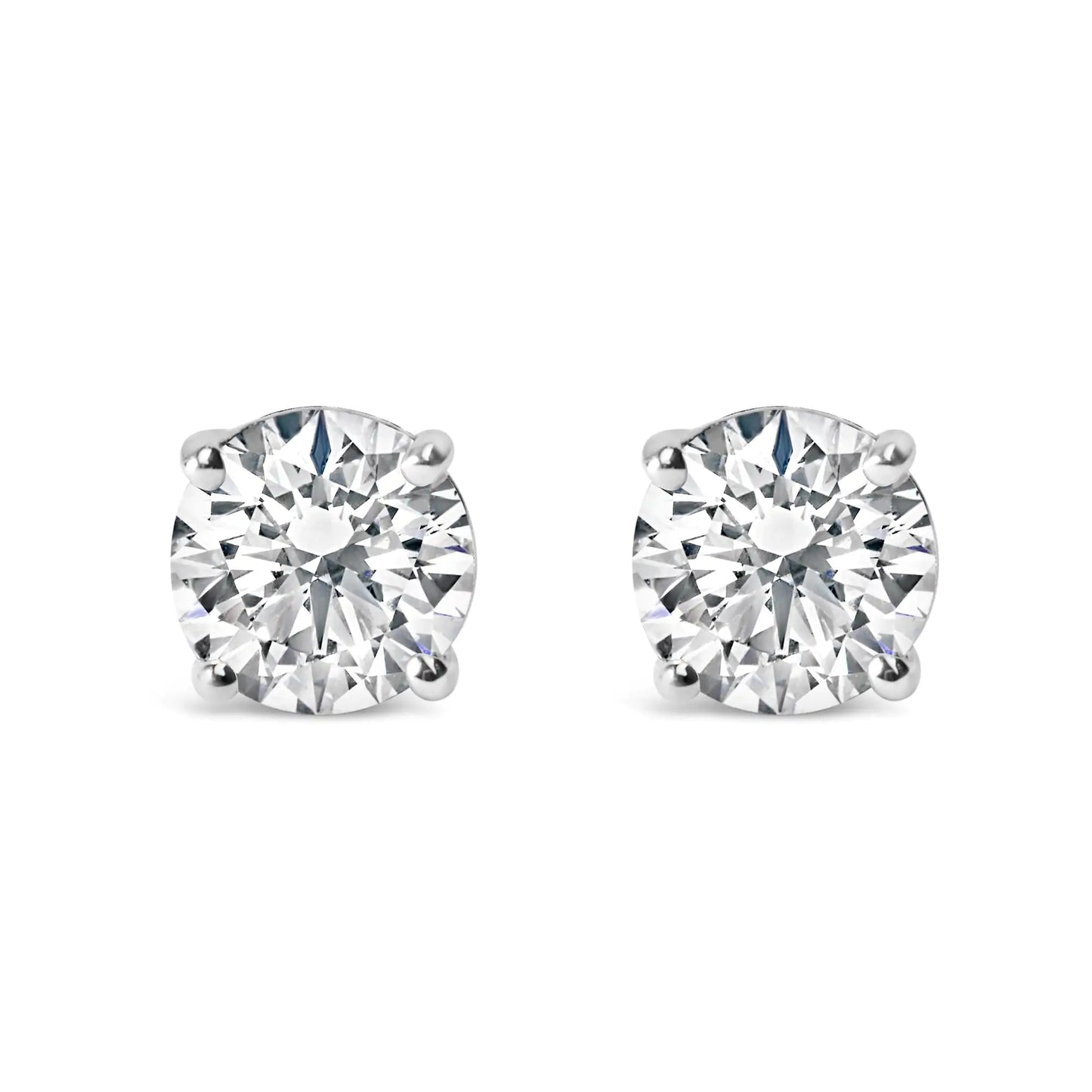 Pendientes de diamante solitario de oro blanco de 14K certificados por IGI