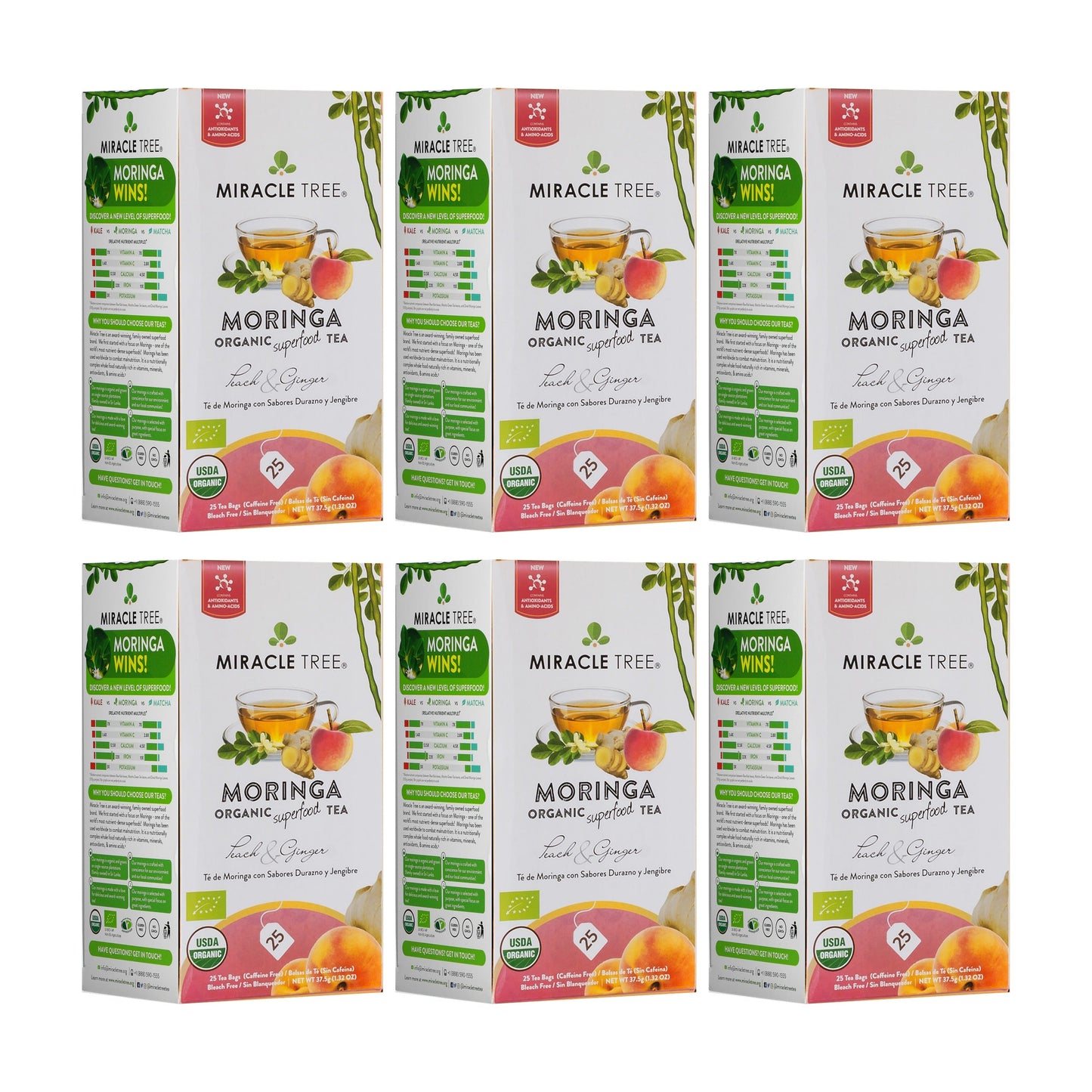 Organic Moringa Tea with Peach & Ginger