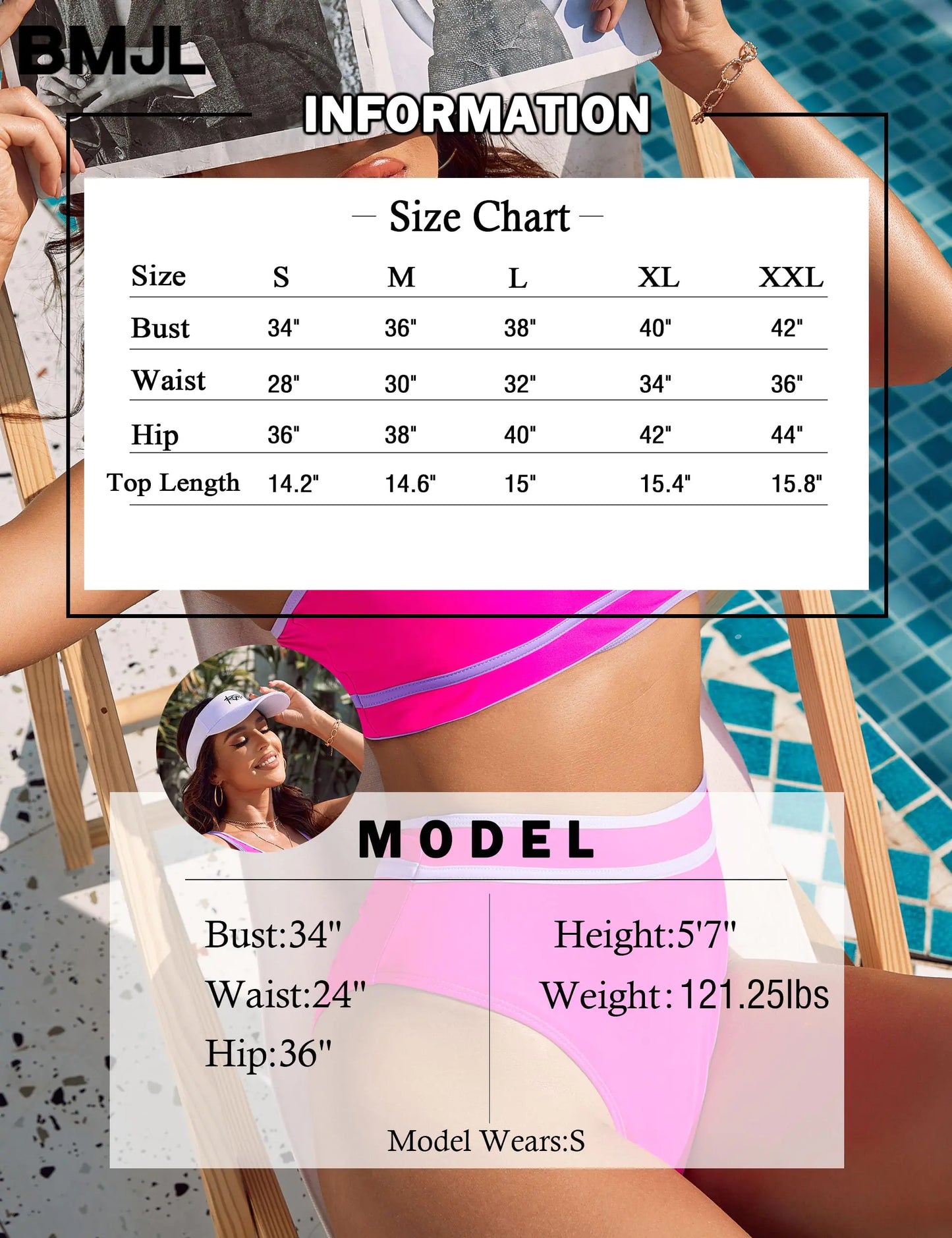 BMJL Women's High Waisted Color Block Bikini Set