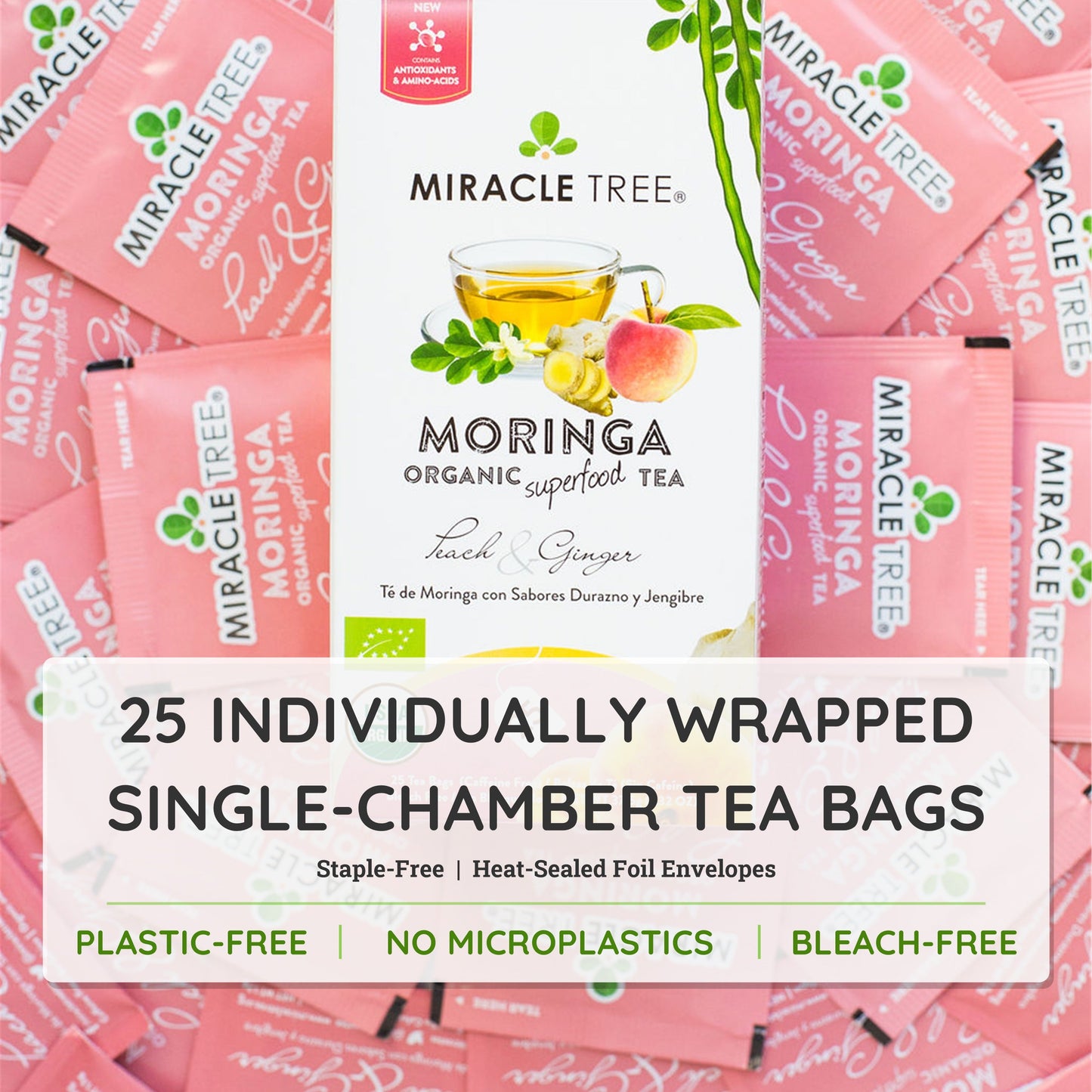 Organic Moringa Tea with Peach & Ginger