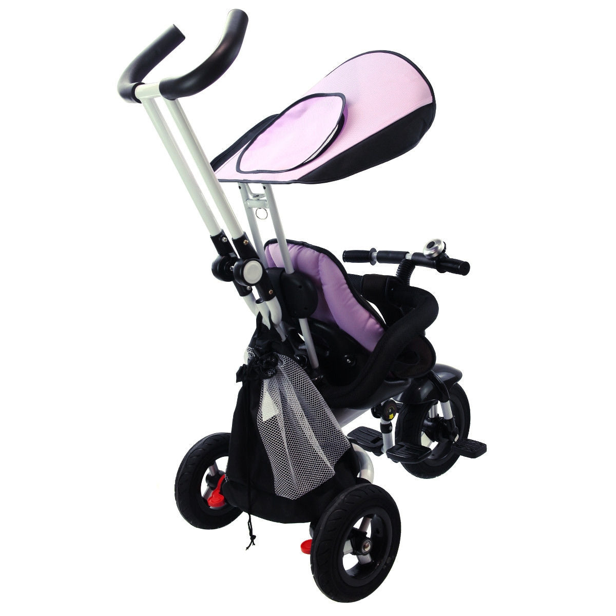 4-in-1 Detachable Learning Baby Tricycle Stroller - Pink