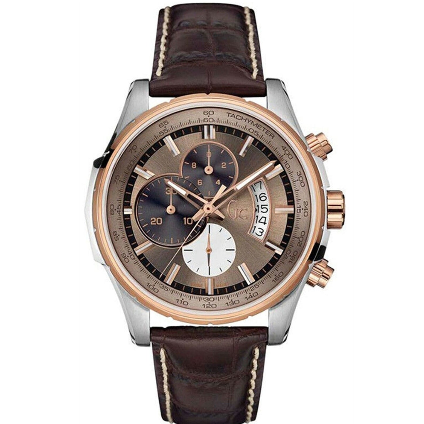 Guess Men's Classic Watch - Brown Dial & Leather Strap