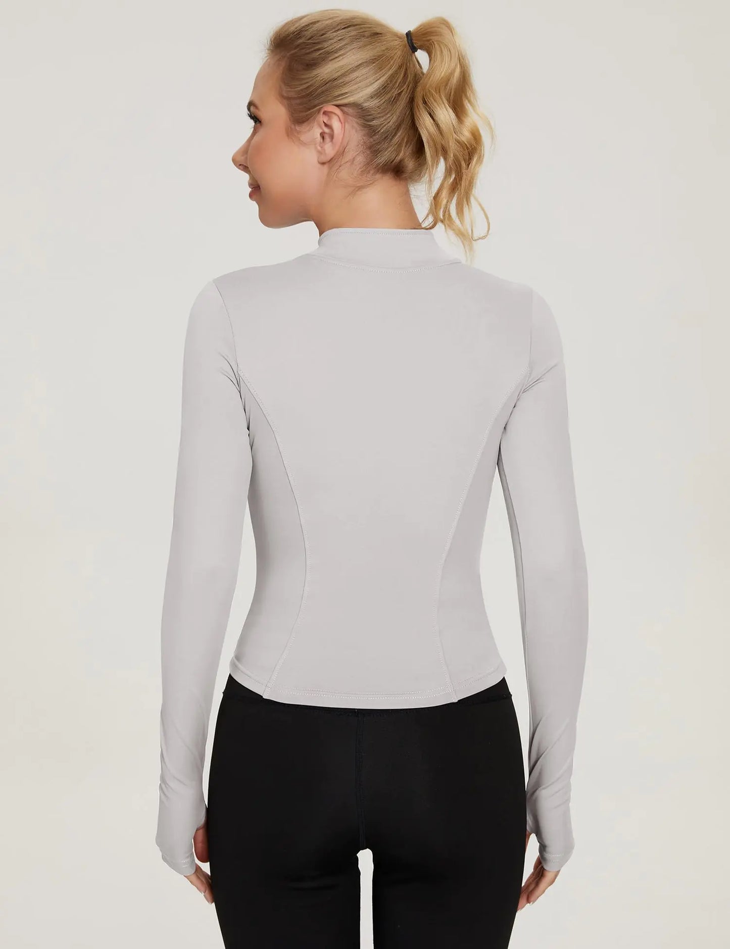 Chaqueta de entrenamiento con cremallera ligera para mujer LUYAA - Gris marfil