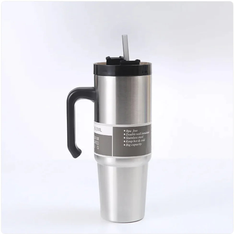 Taza de coche premium con asa y popote - Taza aislada de 30 oz